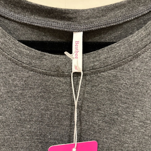 Bestbee Long Sleeve Soft Fabric Stretchy Comfortable Grey Knits Tee Blouse - Picture 5 of 7